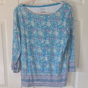 Talbots Blue Floral Long Sleeve Top